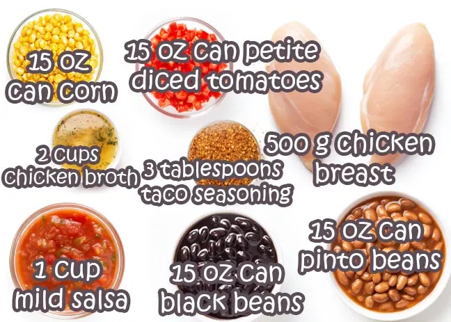 Ingredients for Slow Cooker Chicken Taco Soup