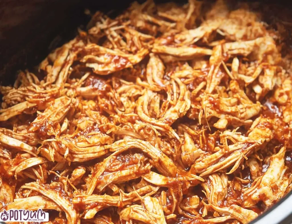 slow cooker BBQ chicken in crockpot