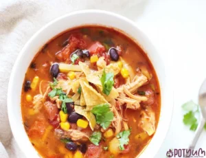 slow cooker chicken taco soup in a bowl