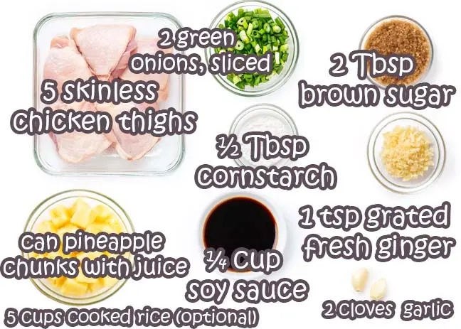 Ingredients for Slow Cooker Pineapple Chicken