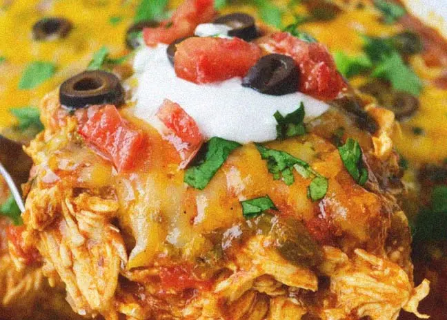 5- Slow Cooker Chicken Enchilada Casserole recipe
