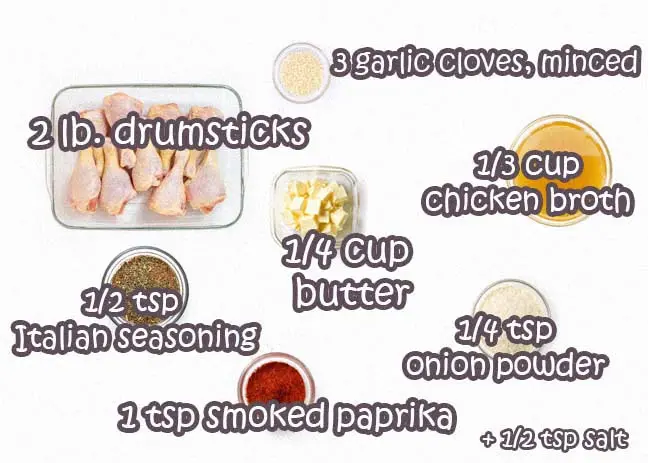Ingredients for Chicken Leg Slow Cooker Meals