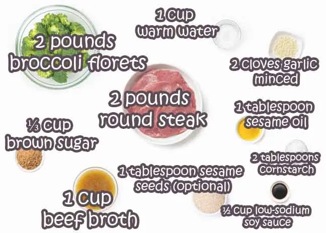 Ingredients for Slow Cooker Beef and Broccoli
