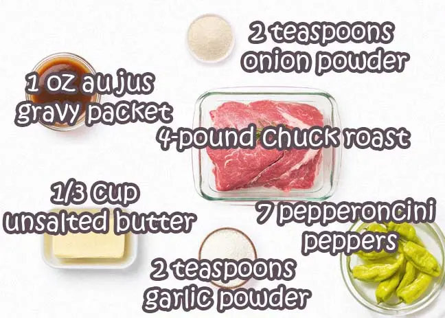 Ingredients for Slow Cooker Mississippi Pot Roast