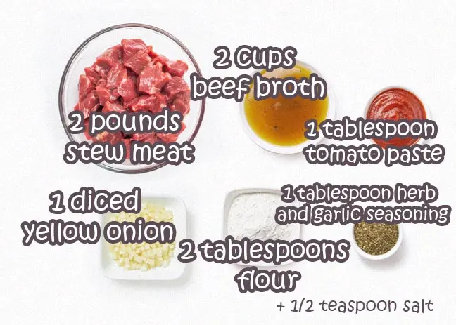 Ingredients for Slow Cooker Beef Tips with Gravy