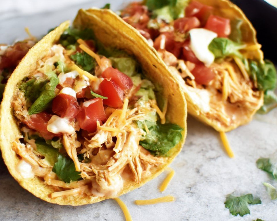 Slow Cooker Queso Chicken Tacos