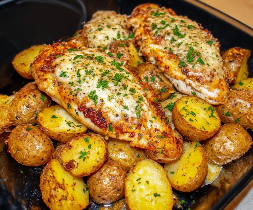 Slow Cooker Parmesan Garlic Chicken and Potatoes