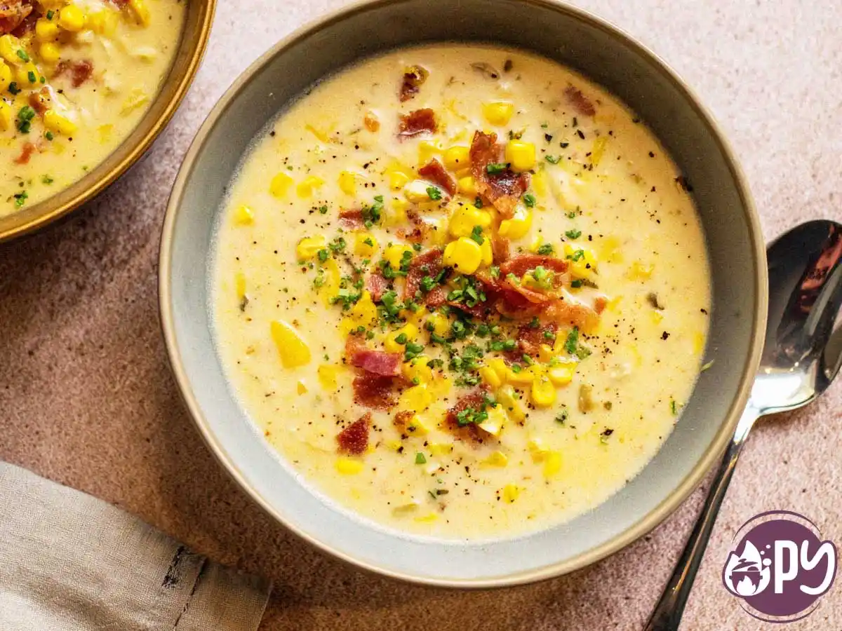 creamy slow cooker corn chowder in a bowl
