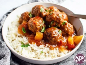 Slow cooker sweet and sour meatballs in sauce