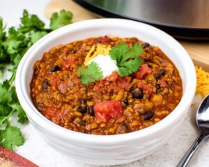 Slow Cooker Lentil Taco Chili