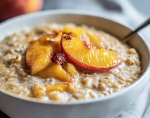 Slow Cooked Peaches and Cream Oatmeal